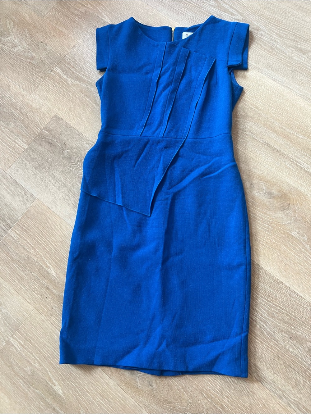 The Fold Structured Royal Blue Midi Sheath Dress